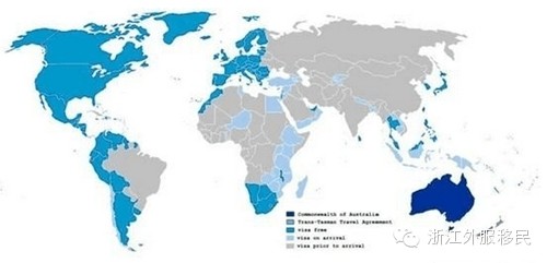 世界护照免签地图